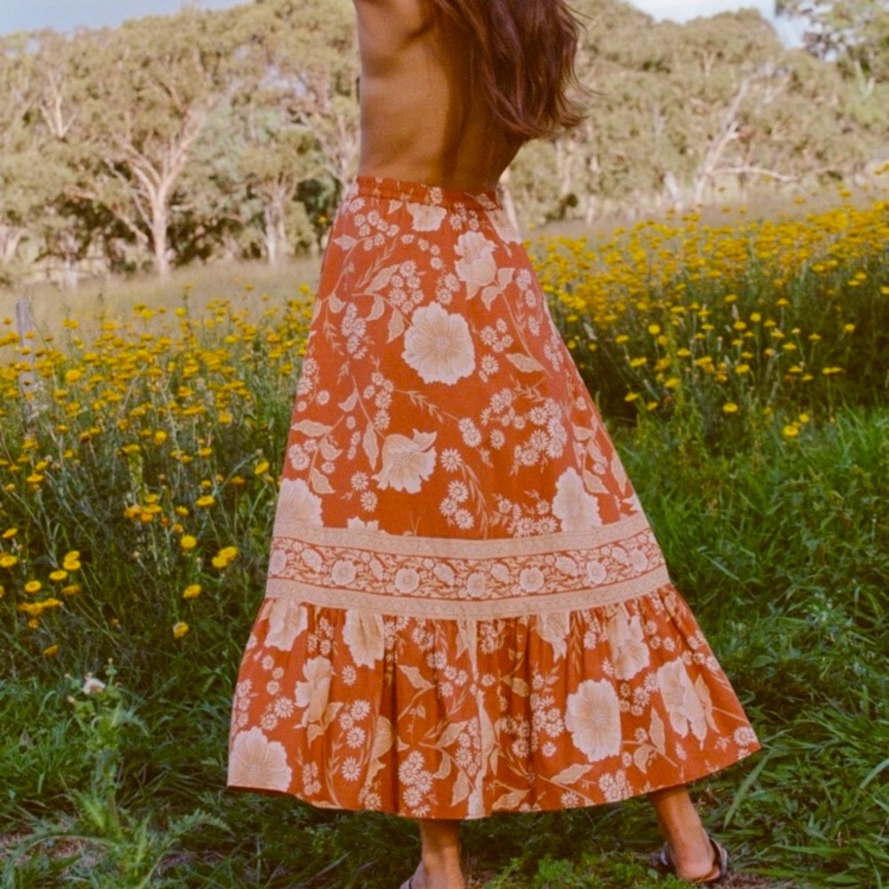 SPELL Sloan Maxi Skirt in Ochre - Picture 2 of 12